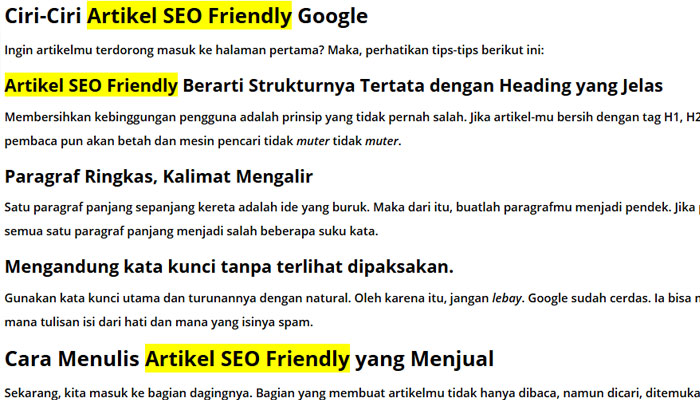 artikel seo friendly